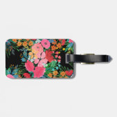 ピンクエレガントウウォータカラーフローラブーケデザイン ラゲッジタグ (裏面横)