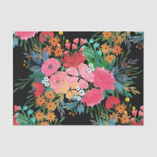 ピンクエレガントウウォータカラーフローラブーケデザイン 薄葉紙 (正面)