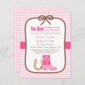 ピンクエレガントウエスタンテーマベビーシャワー招待状 招待状 (正面/裏面)
