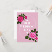 ピンクエレガントウエディングデー招待状カードデザイン カード (正面/裏面インサイチュ)