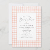 ピンクエレガントウォーターカラーギンガムブライダルシャワー 招待状 (正面)