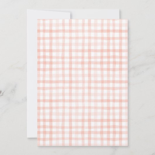 ピンクエレガントウォーターカラーギンガムブライダルシャワー 招待状 (裏面)