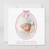 ピンクエレガントウォーターカラーフォトガール誕生 案内状 (正面)