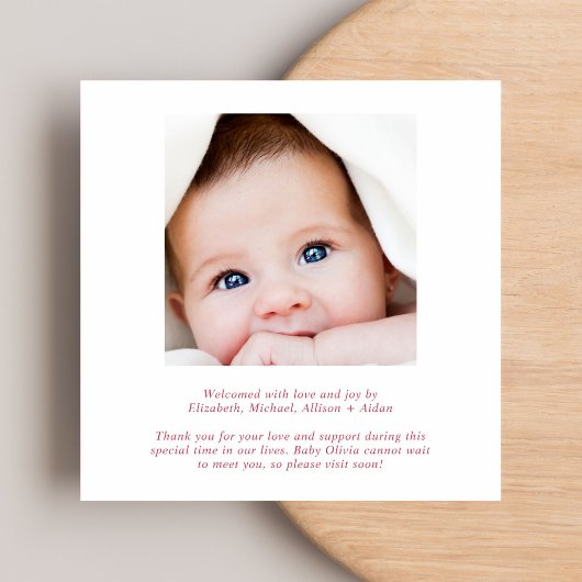 ピンクエレガントウォーターカラーフォトガール誕生 案内状