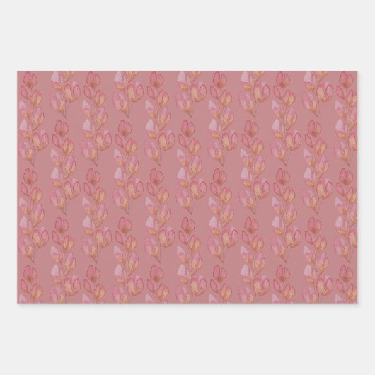 ピンクエレガントウォーターカラーフラミンゴイラストレーション ラッピングペーパーシート (正面3)