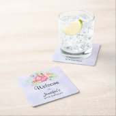 ピンクエレガントウォーターカラーフラワーブーケ誕生日 スクエアペーパーコースター (インサイチュ)