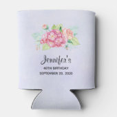 ピンクエレガントウォーターカラーフラワーブーケ誕生日 缶クーラー (裏面)