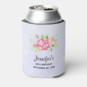 ピンクエレガントウォーターカラーフラワーブーケ誕生日 缶クーラー (缶裏面)