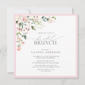 ピンクエレガントウォーターカラー植物性ブライダルブランチ 招待状 (正面)