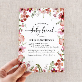 ピンクエレガントウォーター色フローラベビーブランチ 招待状