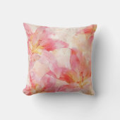 ピンクエレガントウオーターカラーリリーフローラ装飾用クッション クッション (正面)