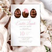 ピンクエレガントエッグイースターランチ 招待状