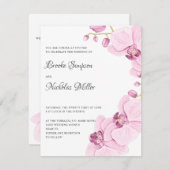 ピンクエレガントオエレガントラン結婚植物薬 招待状 (正面/裏面)