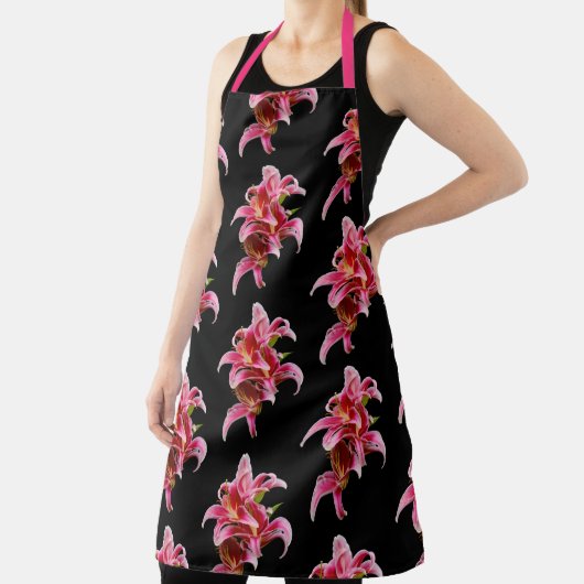 ピンクエレガントオリエンタルタルタルタルガザーユリ花 エプロン (インサイチュ)