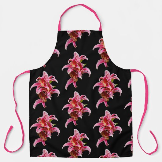 ピンクエレガントオリエンタルタルタルタルガザーユリ花 エプロン (正面)