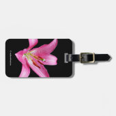 ピンクエレガントオリエンタルリリーリリアムスターガーザー花 ラゲッジタグ (正面横)