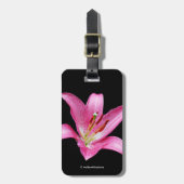 ピンクエレガントオリエンタルリリーリリアムスターガーザー花 ラゲッジタグ (正面縦)