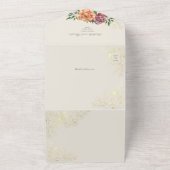 ピンクエレガントオレンジフローラ結婚ズ オールインワン招待状 (外側)