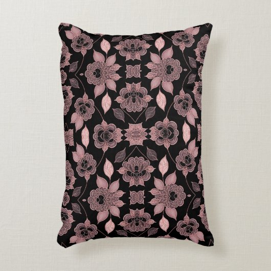 ピンクエレガントオンブラックレースヴィンテージスタイル アクセントクッション (正面(垂直))