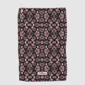 ピンクエレガントオンブラックレースヴィンテージスタイル ゴルフタオル (正面)