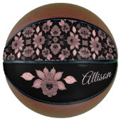 ピンクエレガントオンブラックレースヴィンテージスタイル バスケットボール (正面)