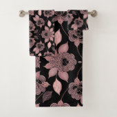 ピンクエレガントオンブラックレースヴィンテージスタイル バスタオルセット (インサイチュ)