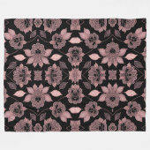 ピンクエレガントオンブラックレースヴィンテージスタイル フリースブランケット (正面(横))