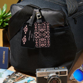 ピンクエレガントオンブラックレースヴィンテージスタイル ラゲッジタグ