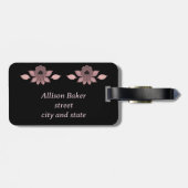 ピンクエレガントオンブラックレースヴィンテージスタイル ラゲッジタグ (裏面横)