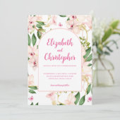 ピンクエレガントオーキッドバラフローラ庭園の結婚式 招待状 (スタンド正面)