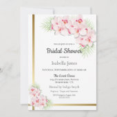 ピンクエレガントオーキッドフローラブライダルシャワー 招待状 (正面)