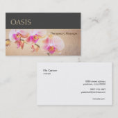 ピンクエレガントオーキッドフローラマッサージセラピスト 名刺 (正面/裏面)