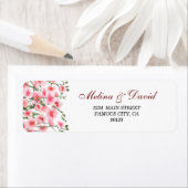 ピンクエレガントオーキッド花模様住所 シール (インサイチュ)