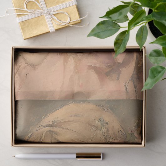 ピンクエレガントオーナメントのヴィンテージクリスマスガール 薄葉紙 (ギフト)