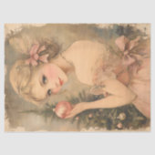 ピンクエレガントオーナメントのヴィンテージクリスマスガール 薄葉紙 (正面)