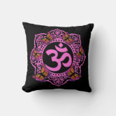 ピンクエレガントオーム曼荼羅ピンク紫の蝶 クッション (正面)