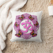 ピンクエレガントオーム曼荼羅ピンク紫の蝶 クッション (ブランケット)