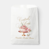 ピンクエレガントカクテルとケーキブライダルシャワー フェイバーバッグ (正面)
