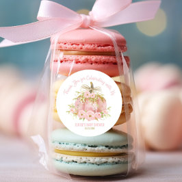 ピンクエレガントカボチャ赤ちゃんシャワーお願い ラウンドシール