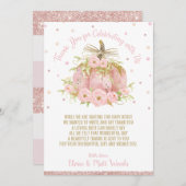 ピンクエレガントカボチャ赤ちゃんシャワー少女 サンキューカード (正面/裏面)