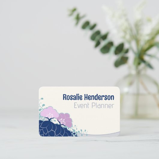 ピンクエレガントカメリアパーソナライズされた 名刺 (スタンド正面)