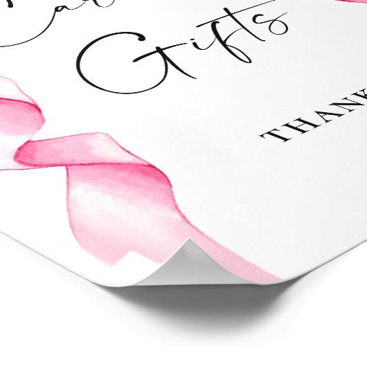 ピンクエレガントカードとギフトボウブライダルシャワー ポスター (角)