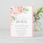ピンクエレガントガーデンフラワーズブライダルシャワー 招待状 (スタンド正面)