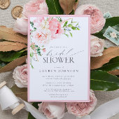 ピンクエレガントガーデンフラワーズブライダルシャワー 招待状