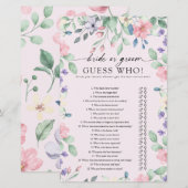 ピンクエレガントガーデンフラワーブライダルシャワーゲーム (正面/裏面)