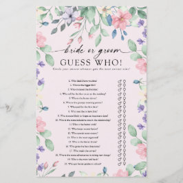 ピンクエレガントガーデンフラワーブライダルシャワーゲーム