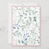 ピンクエレガントガーデンフラワーブライダルシャワー 招待状 (裏面)