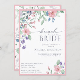 ピンクエレガントガーデンフラワーブライダルシャワー 招待状