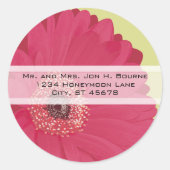 ピンクエレガントガーベラデイジー結婚式用シール ラウンドシール (正面)