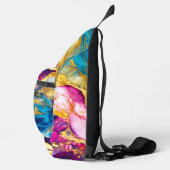 ピンクエレガントガーリーのターコイズ大理石アートプリント スリングバッグ (右)